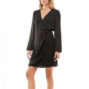Socialite Satin Long Sleeve Wrap Dress XS